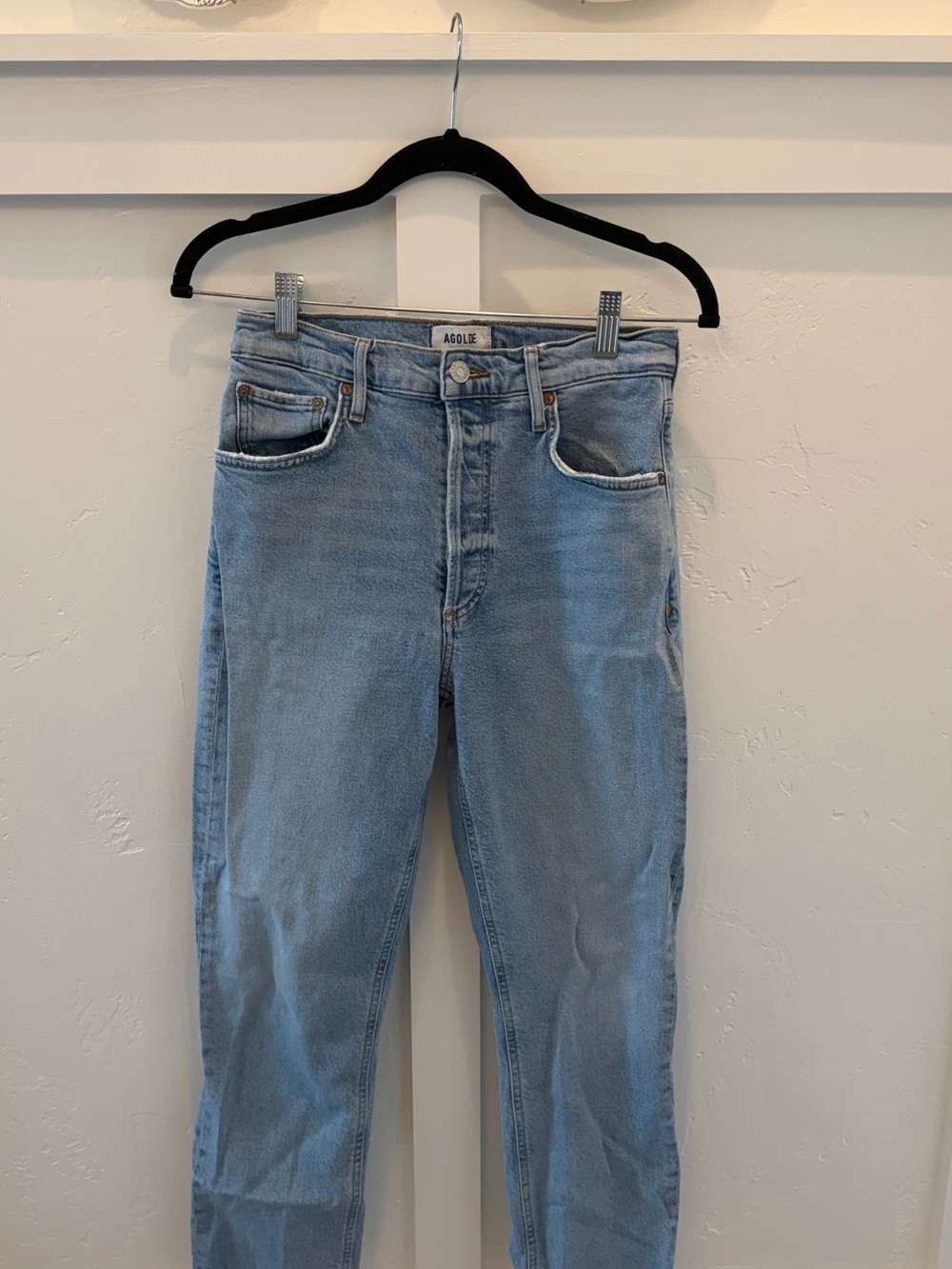 Agolde Pale Blue High-Rise Straight Jeans